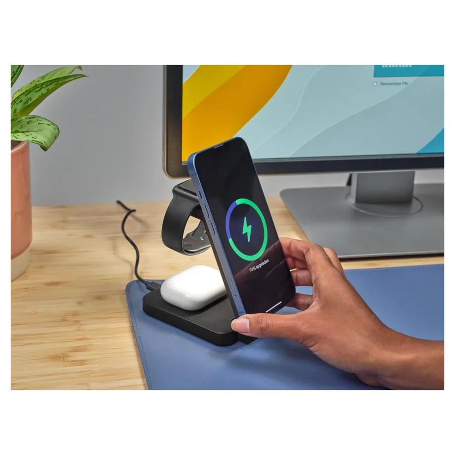 Trust Viro 25464 must 3-in-1 juhtmevaba magnetiline laadimisalus iPhone’i, Apple Watchi ja AirPodside jaoks (15 W, USB-C, mõõdud 139x71x52 mm) – 2