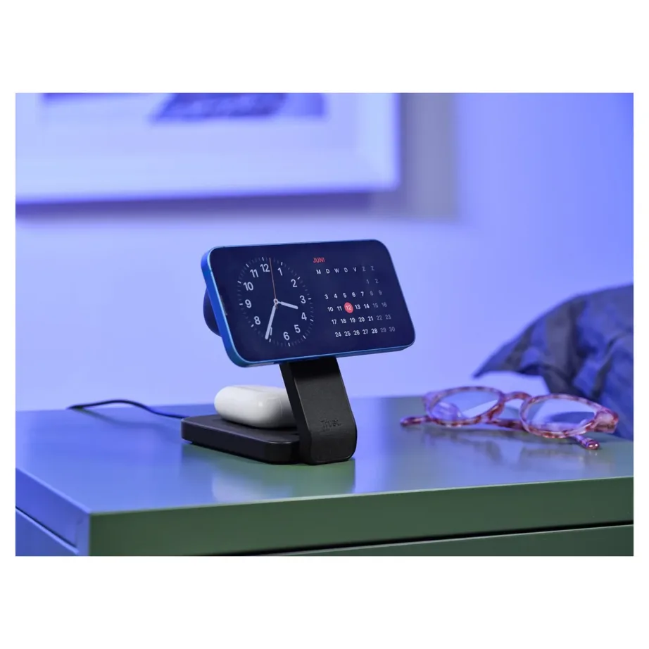 Trust Viro 25464 must 3-in-1 juhtmevaba magnetiline laadimisalus iPhone’i, Apple Watchi ja AirPodside jaoks (15 W, USB-C, mõõdud 139x71x52 mm) – 3