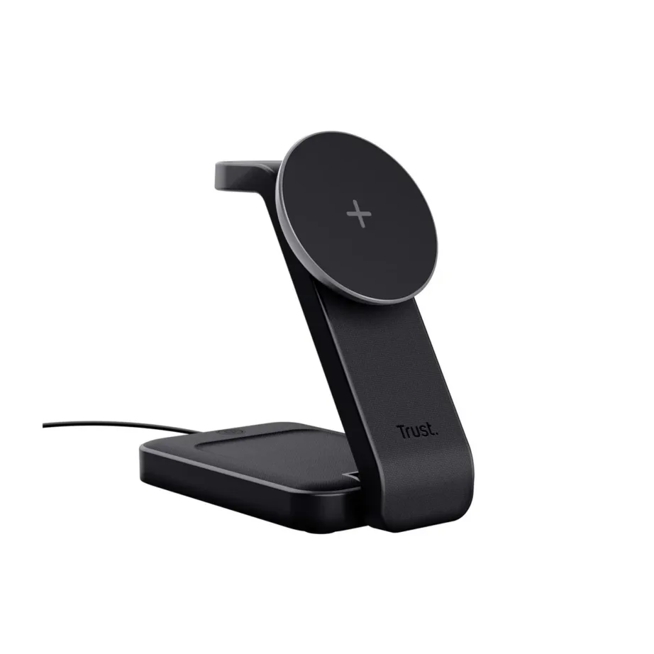 Trust Viro 25464 must 3-in-1 juhtmevaba magnetiline laadimisalus iPhone’i, Apple Watchi ja AirPodside jaoks (15 W, USB-C, mõõdud 139x71x52 mm)