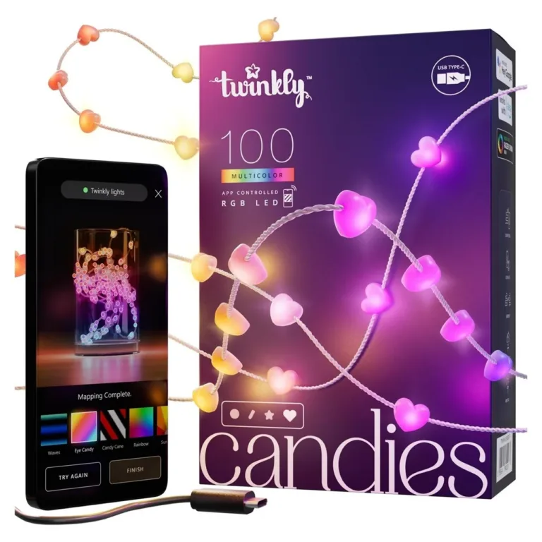 Twinkly Candies TWKH100RGB-T 100 südamekujuga RGB LED 6 m nutikad mitmevärvilised jõulutuled siseruumidesse, juhtimine WiFi/Bluetooth/äpiga