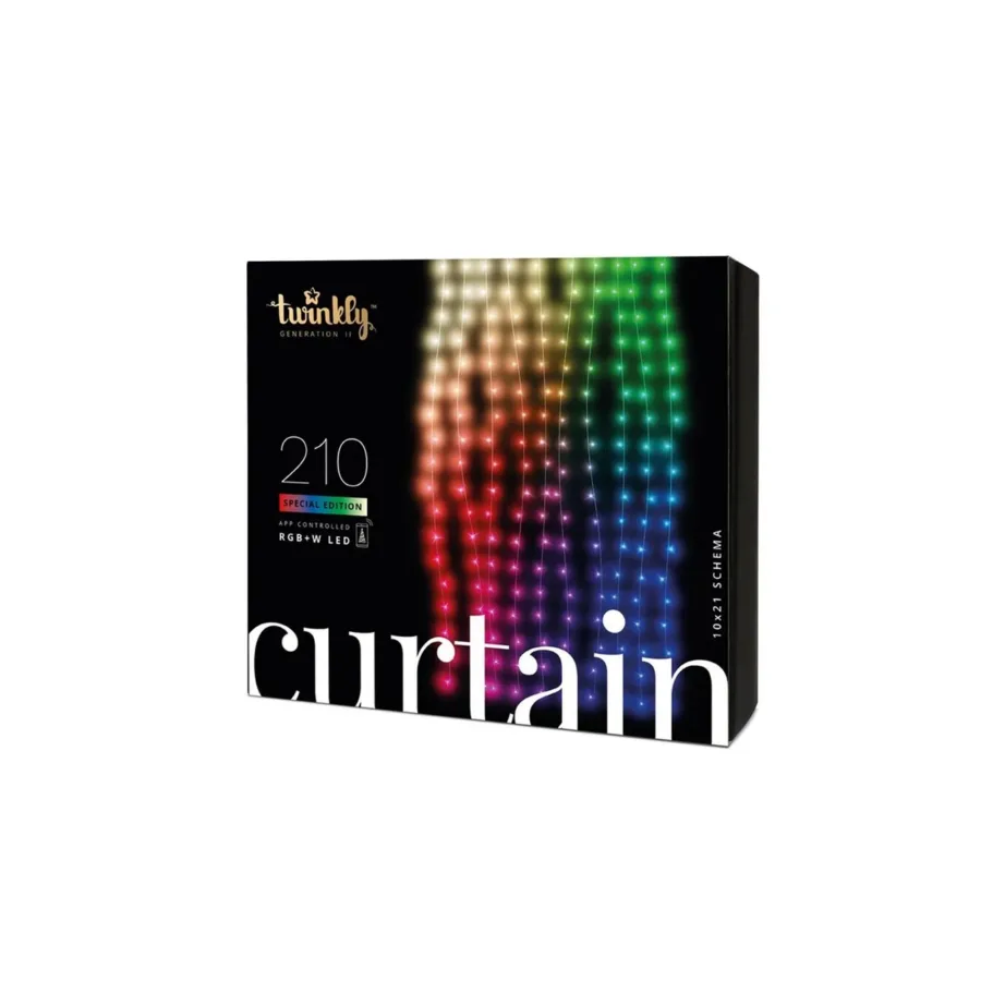 Twinkly Curtain TWW210SPP-TEU 210 RGBW LED 2,1 m mitmevärviline nutikas valguskardin sise- ja välistingimustesse, IP44, Bluetooth, Wi-Fi