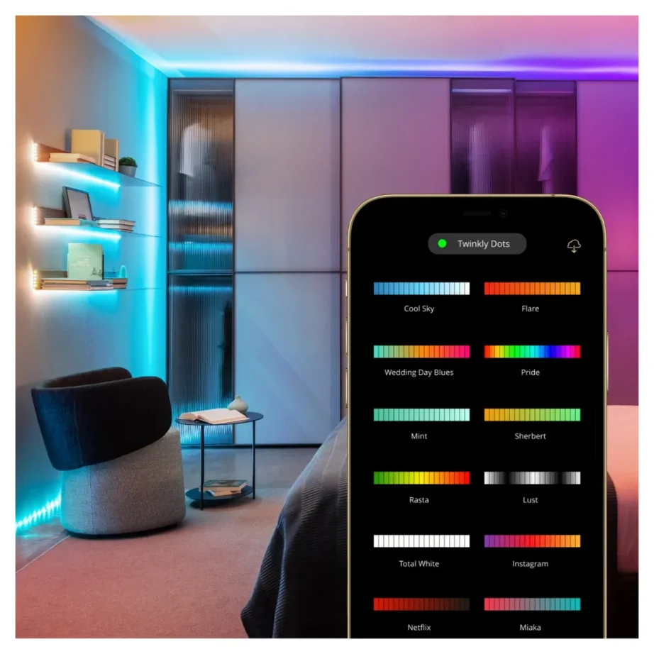 Twinkly TWD060STP-B 60 LED-i 3 m värviline nutikas valguskett, must, häälejuhtimisega, Alexa/HomeKit/Google Assistant – 2