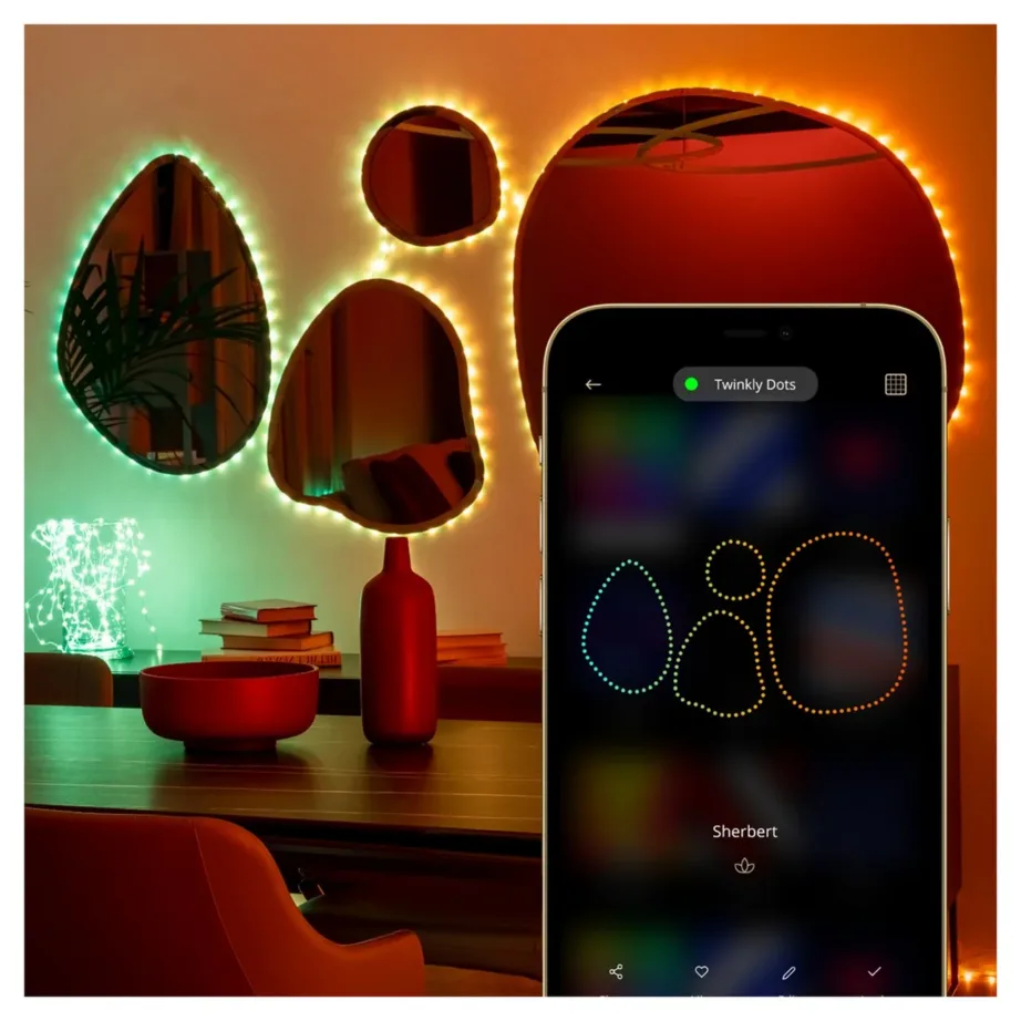 Twinkly TWD060STP-T 3 m 60 LEDiga läbipaistva juhtmega nutikas valguskett sinise, punase ja rohelise valgusega, taimeri ja USB-toitega – 5