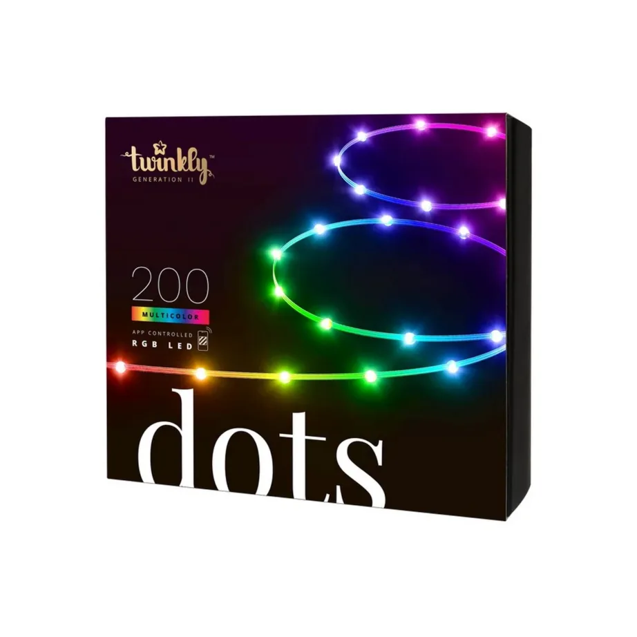 Twinkly TWD200STP-TEU 200 LED 10 m mitmevärviline sisetingimuste valguskett musta kaabliga