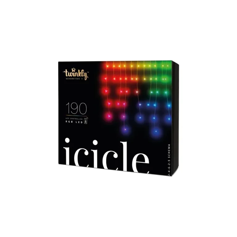 Twinkly TWI190STP-TEU 5 m 190 RGB LED IP44 nutikad multivärvilised jääpurikujulised jõulutuled sise- ja välistingimustesse, juhitav nutiseadmega
