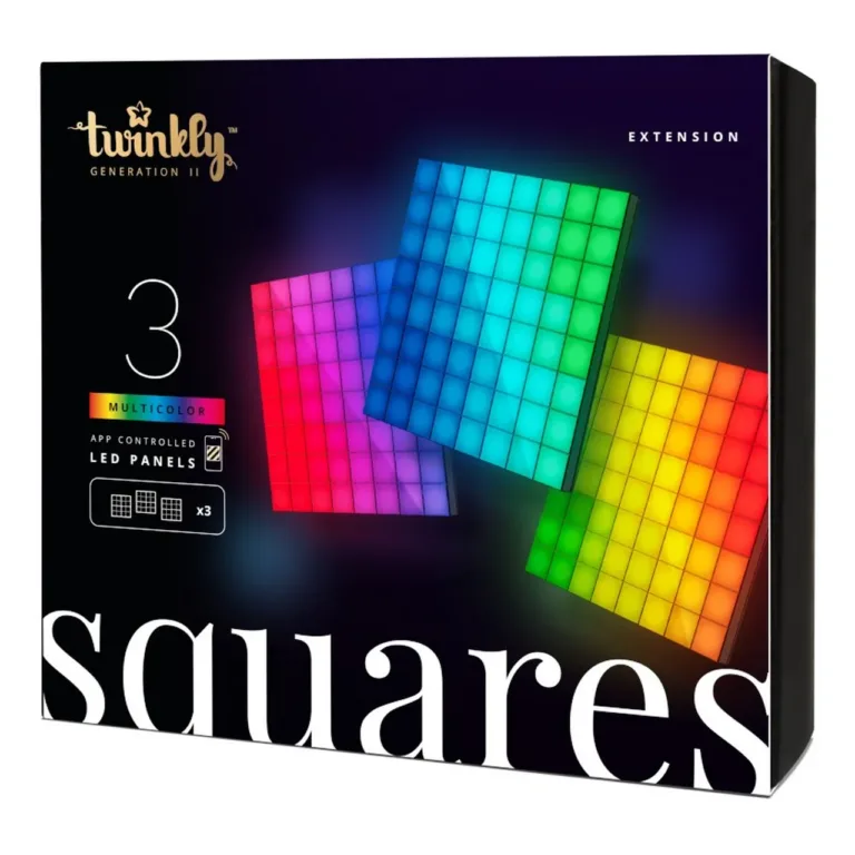 Twinkly TWQ064STW-03-BAD 3-osaline must Wi-Fi/Bluetooth nutikas LED seinavalgustuse laienduskomplekt