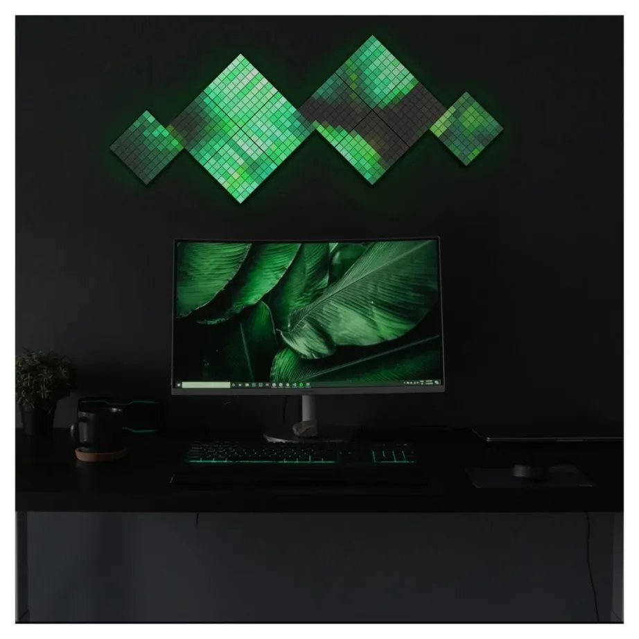 Twinkly TWQ064STW-07-BEU 6-paneeline 16×16 cm RGB LED nutikate valguspaneelide komplekt (1 master + 5 laiendust, 384 valguspunkti, Wi-Fi/Bluetooth, ühilduvus Alexa/Google/HomeKit, siseruumidesse) – 7