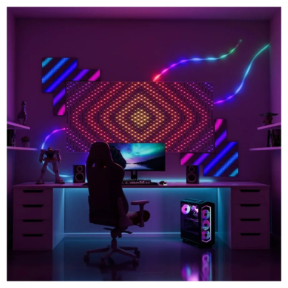 Twinkly TWW480STP-TEU 100×100 cm 480 RGB LED nutikas valguskardin siseruumidesse, Wi-Fi ja Bluetooth, hämardatav, IP20 – 3