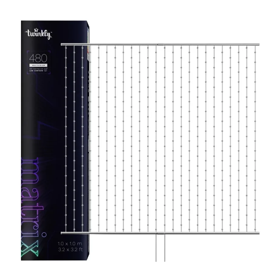 Twinkly TWW480STP-TEU 100×100 cm 480 RGB LED nutikas valguskardin siseruumidesse, Wi-Fi ja Bluetooth, hämardatav, IP20