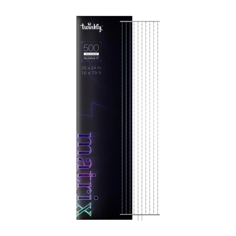 Twinkly TWW500STP-TEU 500 RGB LED 50x240 cm läbipaistev nutikas valguskardin, hämardatav, Bluetooth ja Wi-Fi, Amazon Alexa/Google Assistant ühilduvus, siseruumidesse