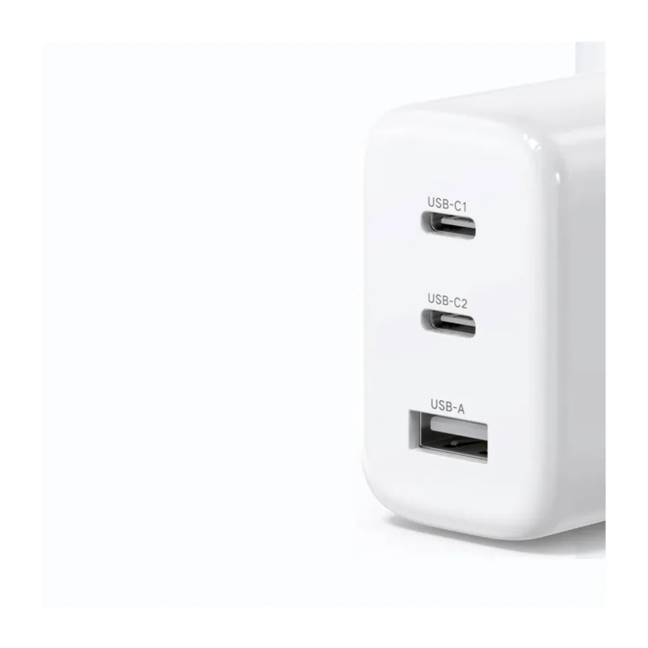 Ugreen CD275 65W valge seinalaadija, 2× USB-C ja USB-A, AC-vool, mobiiltelefonidele – 7