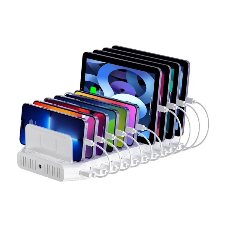 UNITEK Y-2190D01-EU 10 USB pordiga 60W valge laadimisjaam, lauale, voolukaitsega