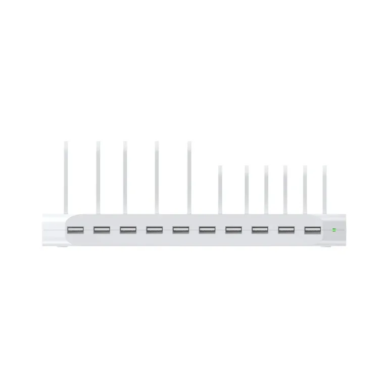 UNITEK Y-2190D01-EU 10 USB pordiga 60W valge laadimisjaam, lauale, voolukaitsega