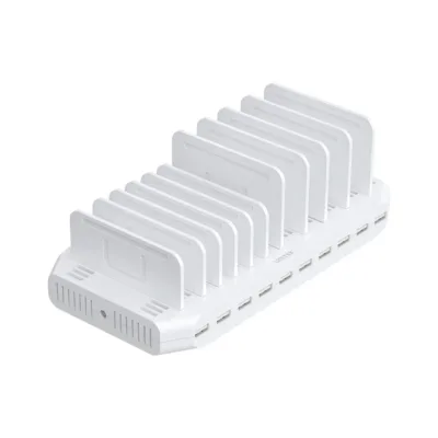 UNITEK Y-2190D01-EU 10 USB pordiga 60W valge laadimisjaam, lauale, voolukaitsega
