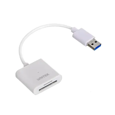 UNITEK Y-9321 USB 3.0 SD/microSD kaardilugeja (73x50x13 mm, valge), andmeedastuskiirus 5 Gbit/s, 20 cm kaabel, Mac/Windows tugi