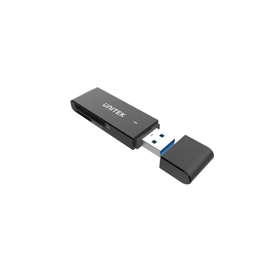 UNITEK Y-9327A USB 3.2 Gen 1 Type-A must 2-pesaline mälukaardilugeja (SD/SDHC/SDXC/MicroSD) ABS-korpus, 69x20x8 mm, Plug and Play