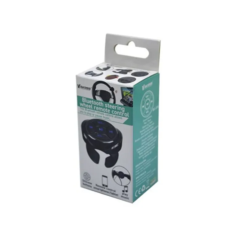 Vakoss BC-218 Bluetooth must roolile kinnitatav kaugjuhtimispult nutitelefonile, taustvalgustusega nupud, kaugpildistamine, 36x36x8,5 mm