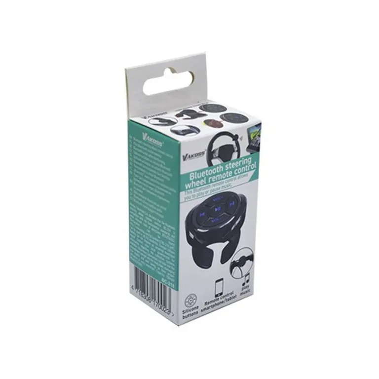 Vakoss BC-218 Bluetooth must roolile kinnitatav kaugjuhtimispult nutitelefonile, taustvalgustusega nupud, kaugpildistamine, 36x36x8,5 mm