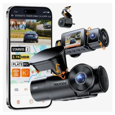Vantrue N4S 3-kanaliline 2.7K Ultra HD autokaamera Sony STARVIS sensoriga, Wi-Fi, GPS, 1 TB mälutoega, must