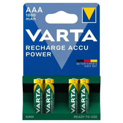 VARTA HR03 AAA 1000 mAh NiMH laetavad akud 1,2 V, 4 tk blisterpakendis, roheline