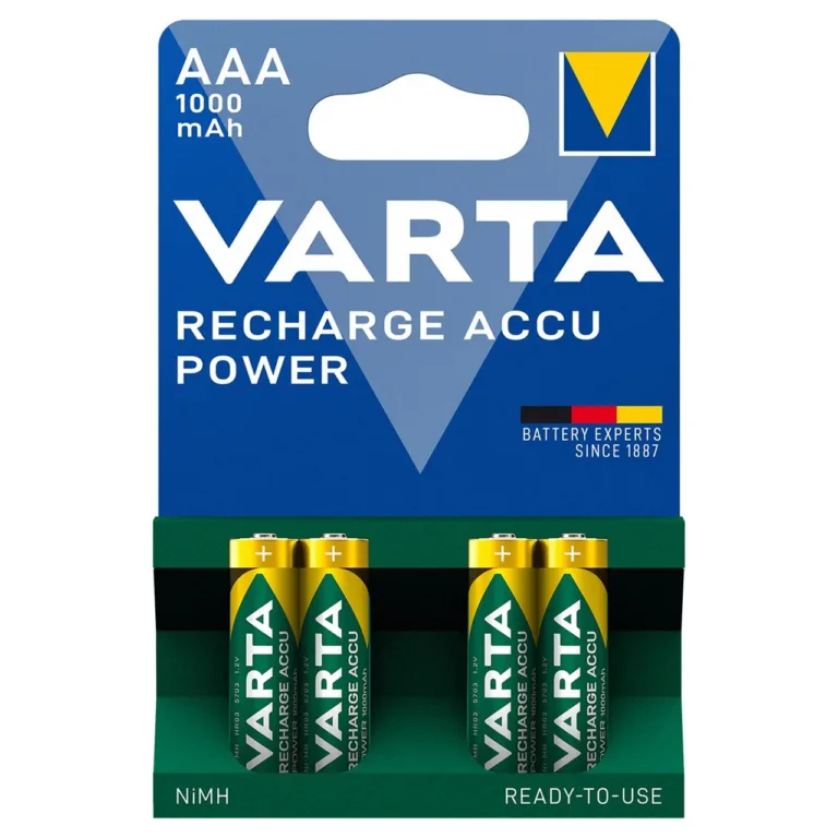 VARTA HR03 AAA 1000 mAh NiMH laetavad akud 1,2 V, 4 tk blisterpakendis, roheline