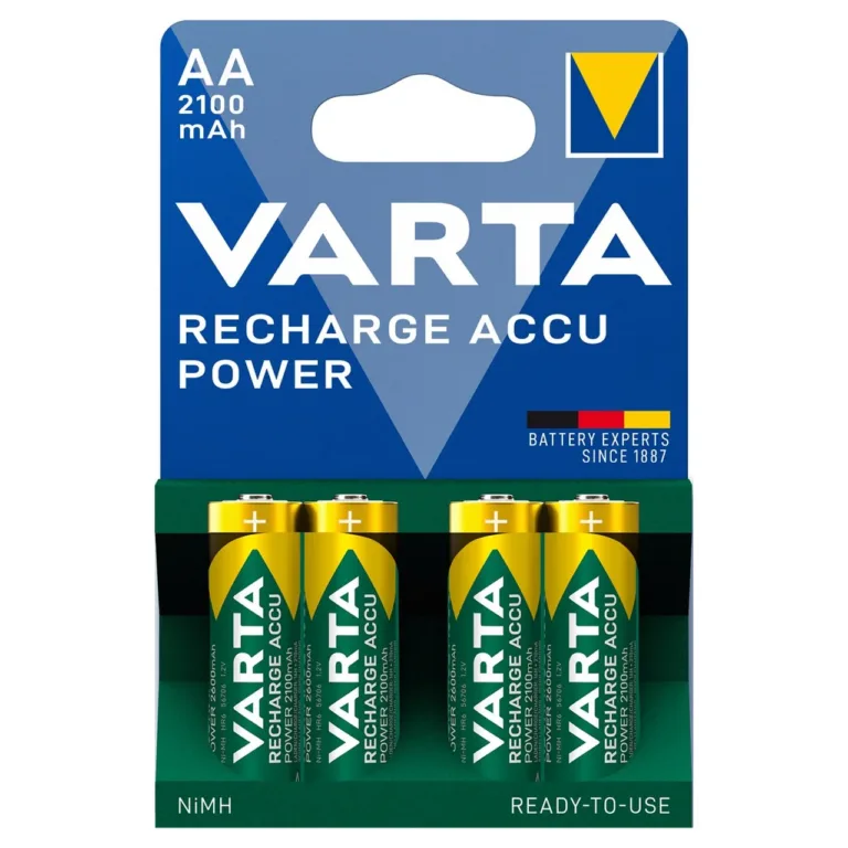 VARTA HR6 (AA) 2100 mAh NiMH laetavad akud, 1,2 V, 4 tk pakendis, roheline