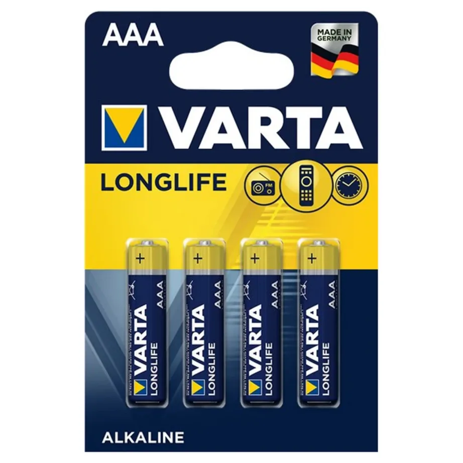 Varta LR03 (4103) 1,5V AAA alkaliin patarei 4 tk kollane/sinine ühekordne