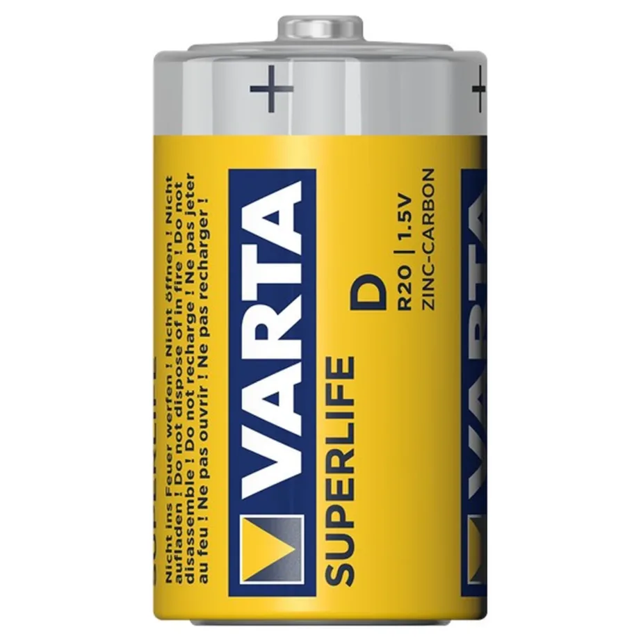 VARTA R20 D 1,5V tsink-süsinikpatarei 2 tk blisterpakendis (Ø3,42x6,15 cm)