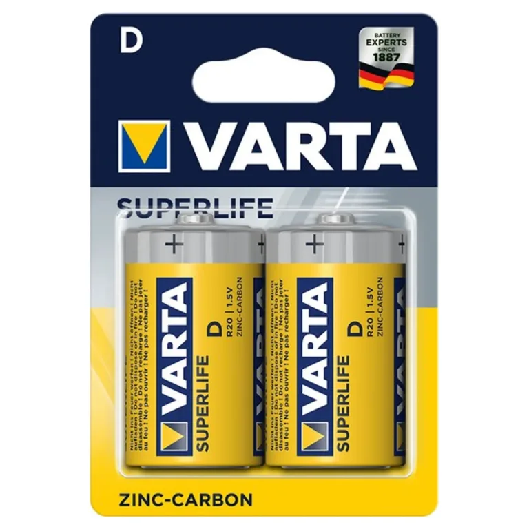 VARTA R20 D 1,5V tsink-süsinikpatarei 2 tk blisterpakendis (Ø3,42x6,15 cm)