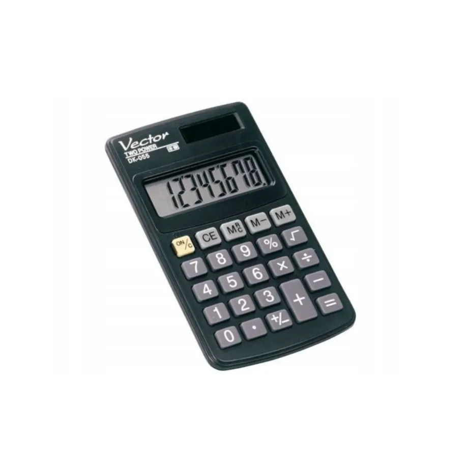 Vector DK-055 must 8-kohaline taskukalkulaator patarei/päikesetoitega, plastkorpus, 102x61x8 mm – 2