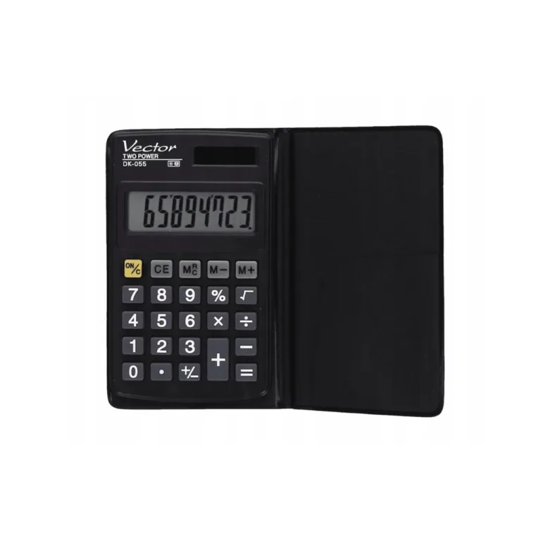 Vector DK-055 must 8-kohaline taskukalkulaator patarei/päikesetoitega, plastkorpus, 102x61x8 mm
