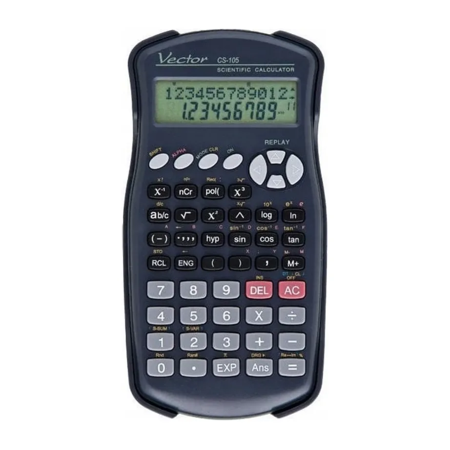 Vector KAV CS-105 240 funktsiooniga teaduslik kalkulaator, 170 × 86 mm, must, 2-realise ekraaniga