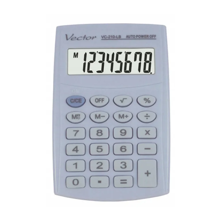 Vector KAV VC-210 LB 8-kohaline taskukalkulaator 64x98,5 mm sinine, patareitoitega, kaitsekaanega