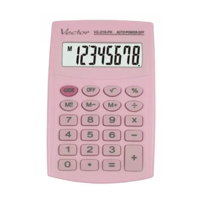Vector KAV VC-210 PK 8-kohaline roosa taskukalkulaator, 64x98,5 mm, plastkorpus
