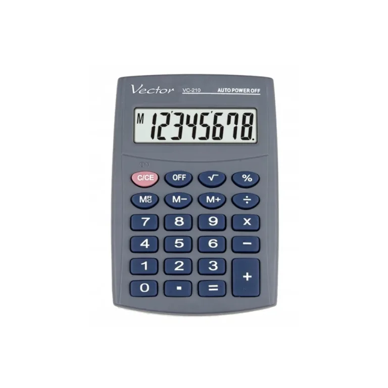 Vector KAV VC-210III 8-kohaline taskukalkulaator, 64x98,5 mm, hall, plastik, patareitoitega
