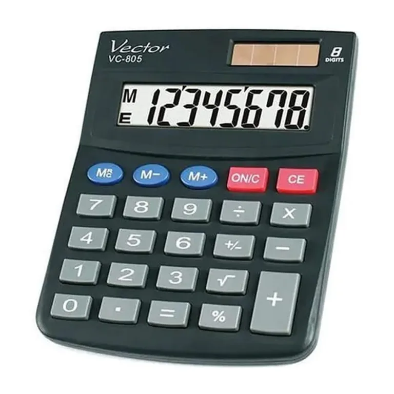 VECTOR KAV VC-805 8-kohaline must kontorikalkulaator 104x131x29,5 mm patarei/päikese toitega