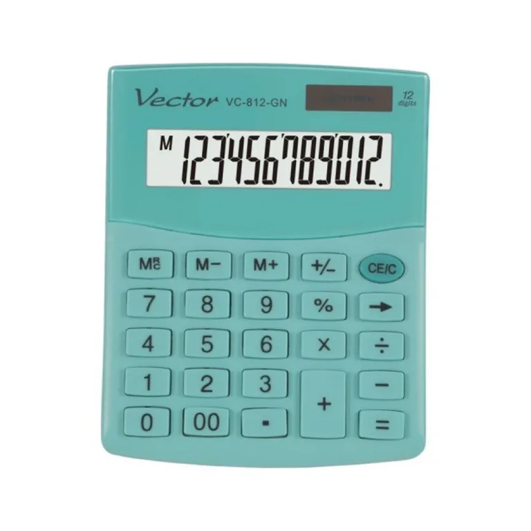 VECTOR KAV VC-812 GN 12-kohaline roheline lauakalkulaator, 101x124x33 mm, patarei/päikesepatarei
