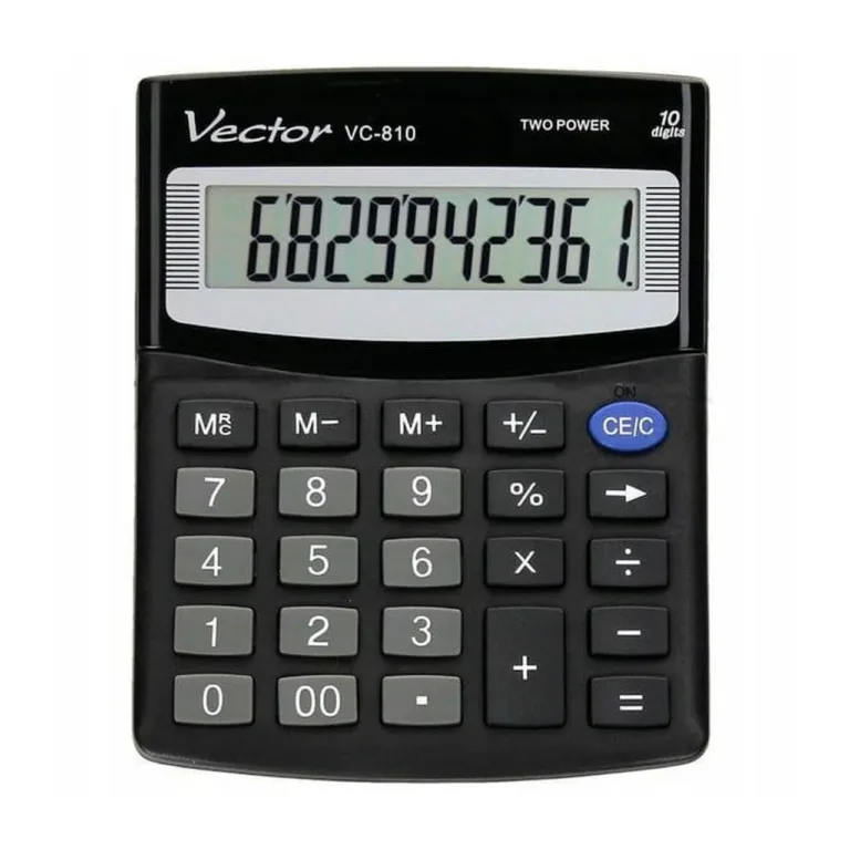 Vector VC-810 101x124x33 mm must kontorikalkulaator, 24 klahvi, patarei/päikesetoide