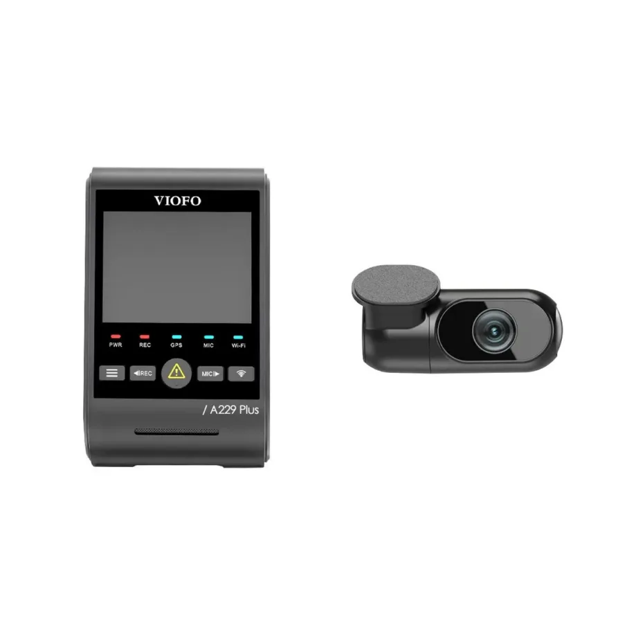 VIOFO A229 Plus 2CH-G 2K+2K kahe kaameraga autokaamera GPS, Wi-Fi, Sony STARVIS 2 sensor, öörežiim, must