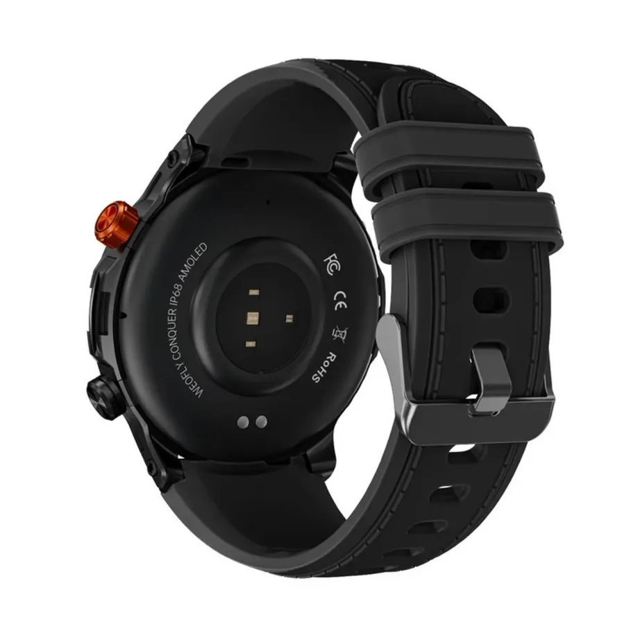 Weofly WY-CONQUER/BK must nutikell tervisejälgijaga 1,43″ AMOLED ekraan, IP68, Bluetooth 5.3, Android/iOS – 4