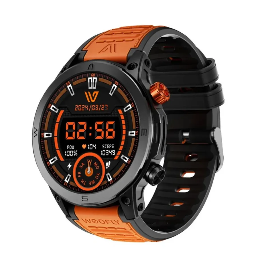 Weofly WY-CONQUER/OE 1,43″ AMOLED IP68 oranž/must nutikell pulsi- ja vererõhu jälgimisega, Bluetooth 5.3, 260mAh – 2