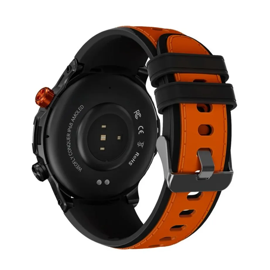 Weofly WY-CONQUER/OE 1,43″ AMOLED IP68 oranž/must nutikell pulsi- ja vererõhu jälgimisega, Bluetooth 5.3, 260mAh – 4