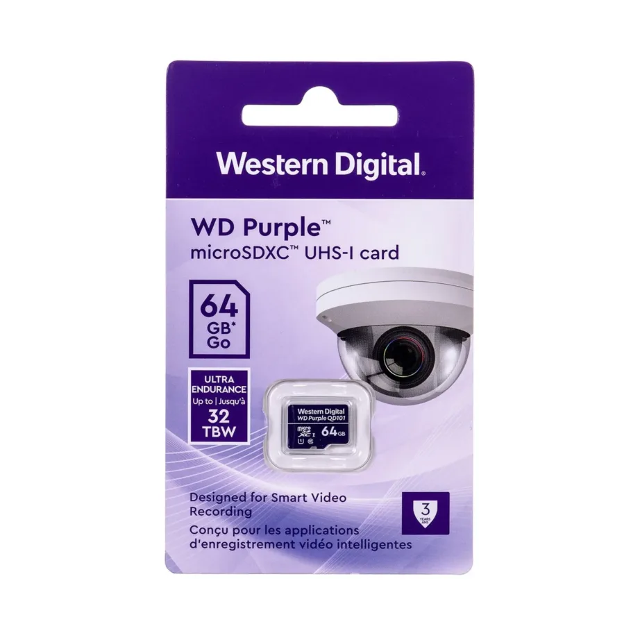 Western Digital WD Purple SC QD101 64 GB microSDXC mälukaart Class 10 UHS-I U1 videovalve jaoks