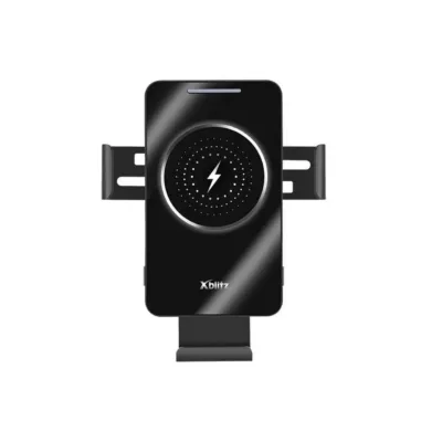 Xblitz GX4 90° pööratav aktiivne autosseadme hoidik 15W juhtmevaba laadimise ja USB-C toitega, must/hõbe, sobib nutitelefonidele, ventilaatori või iminapaga kinnitusega
