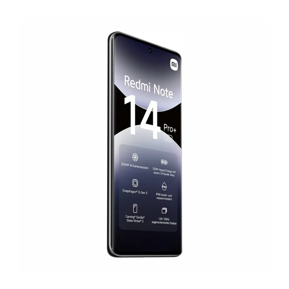 Xiaomi Redmi Note 14 Pro+ 5G MZB0I9OEU 8GB/256GB 6,67″ AMOLED must alumiiniumkorpuses nutitelefon, 200 MP kaamera, IP68, 5110 mAh, Dual SIM – 5