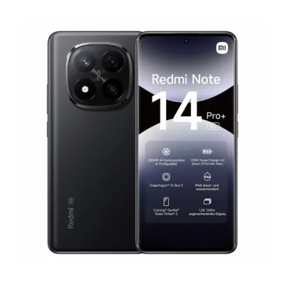 Xiaomi Redmi Note 14 Pro+ 5G MZB0I9OEU 8GB/256GB 6,67" AMOLED must alumiiniumkorpuses nutitelefon, 200 MP kaamera, IP68, 5110 mAh, Dual SIM