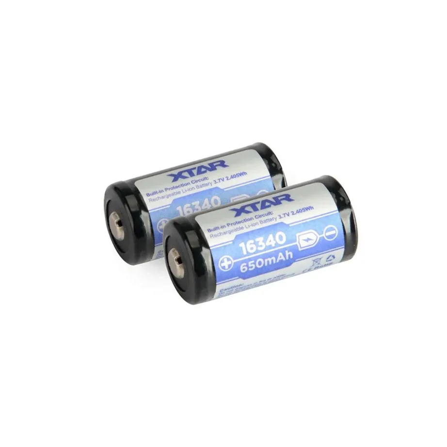 XTAR 16340-650 3,7V 650 mAh liitiumioonu laetav aku kaitsega, 16×34 mm, 1 tk – 2