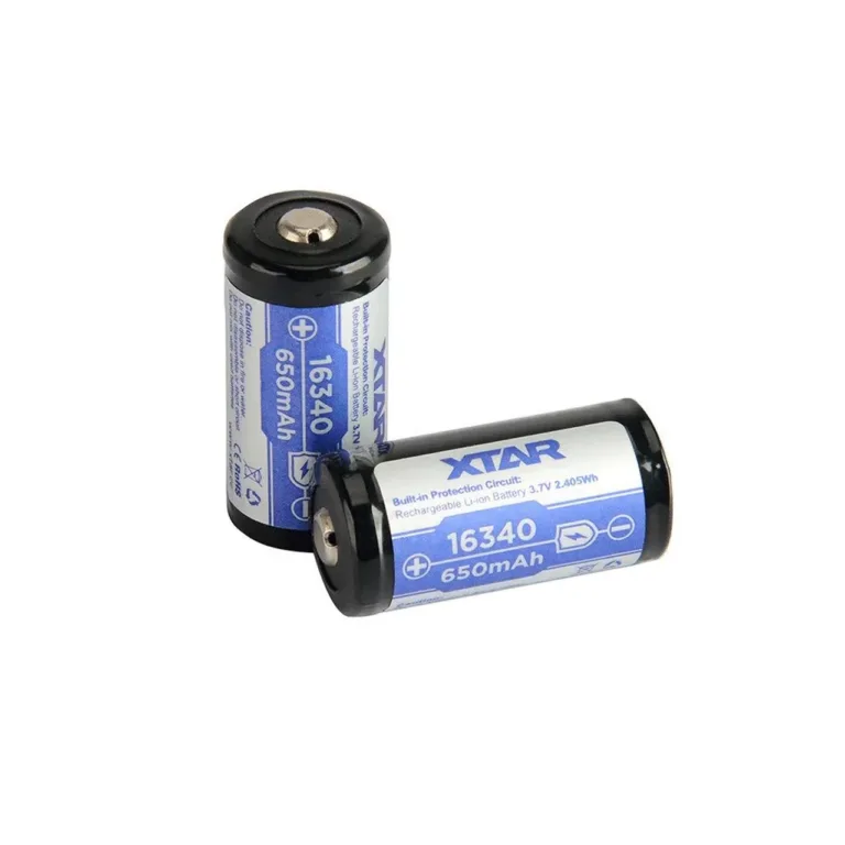 XTAR 16340-650 3,7V 650 mAh liitiumioonu laetav aku kaitsega, 16x34 mm, 1 tk