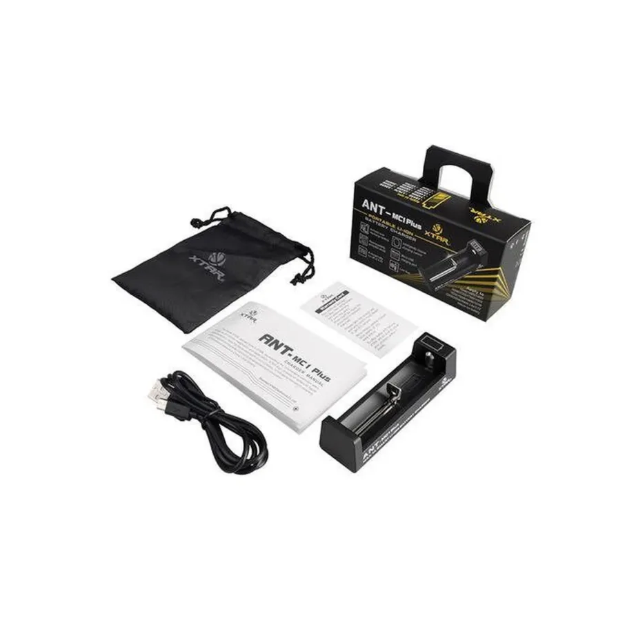 XTAR ANT MC1 Plus 1x Li-Ion/NiCd/NiMH akulaadija (AA/AAA/C/D, 4.2V, 1A, USB, must)
