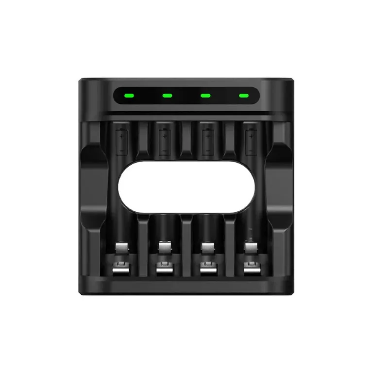 XTAR L4 must USB-C akulaadija 4x AA/AAA NiMH ja 1,5V Li-ion akudele, LED-indikaatoritega